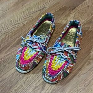 Multi-colored beaded Detail Lace-up Sperry Top Sider